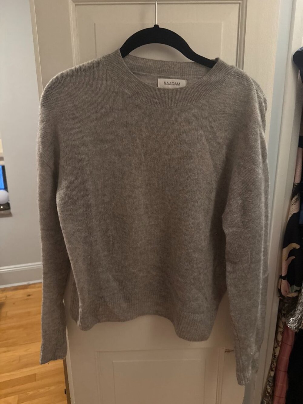 Naadam Gray Cashmere Crewneck Sweater, Size XS